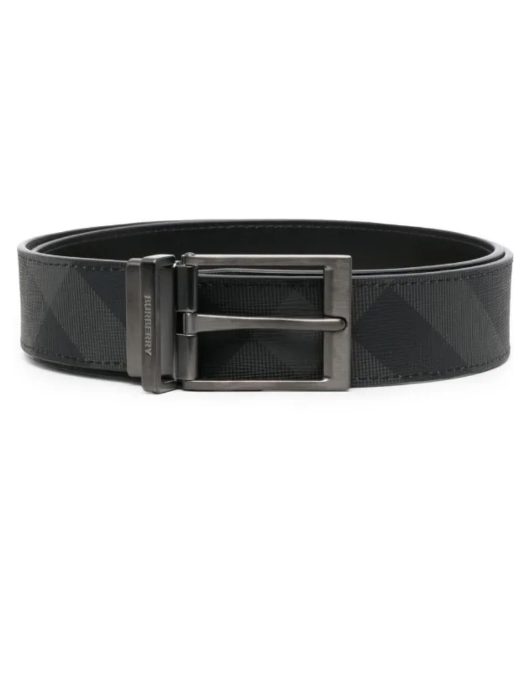 BURBERRY EMBOSSED CHECK LEATHER WEBSTER REVERSIBLE 30MM BELT - NWT